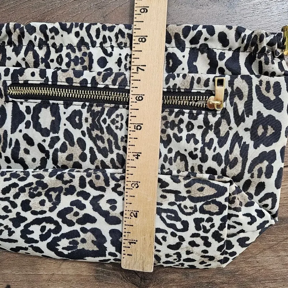 Chico's Black and Cream Animal Print Cosmetic Bag Travel‎